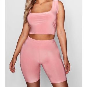 Boohoo Plus Crop & Cycling Shorts Co-ord